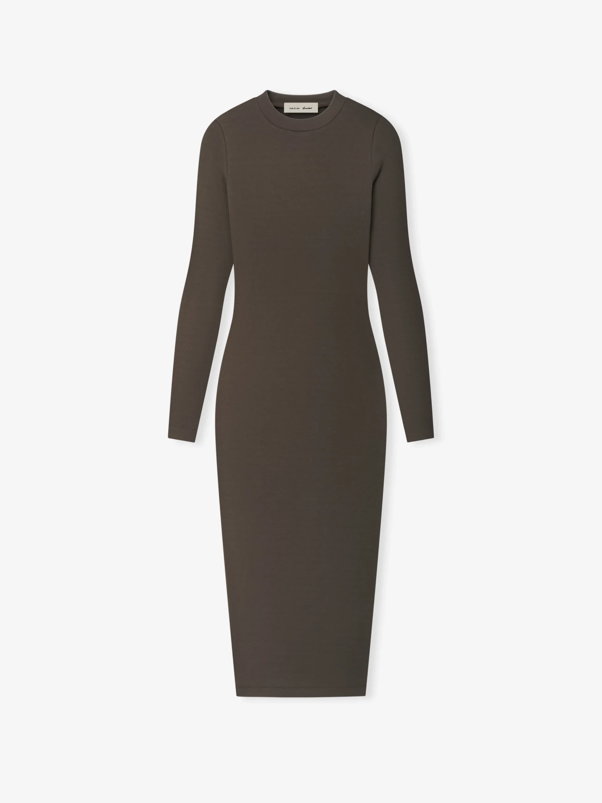 Women's Essentials Rib Knit Fitted Long Sleeve Dress